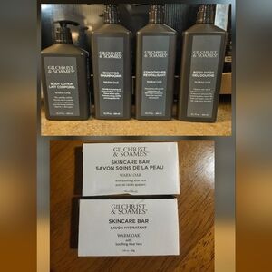 Gilchrist & Soames Warm Oak Hair&Body Care Set Mariott Ed. New 12 Oz Plus Soaps